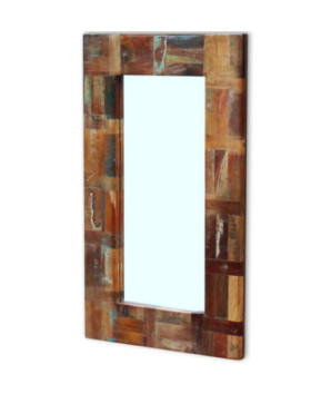 Oglindă, 80x50 cm, lemn reciclat, cu aspect retro - WOODBB671