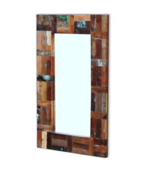 Oglindă, 80x50 cm, lemn reciclat, cu aspect retro - WOODBB671