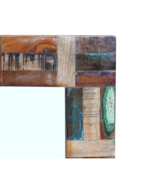 Oglindă, 80x50 cm, lemn reciclat, cu aspect retro - WOODBB671