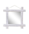 Oglindă cu ramă din bușteni, alb, 70x70 cm, lemn reciclat - WOODBB675 Oglindă cu ramă din bușteni, alb, 70x70 cm, lemn reciclat - WOODBB675