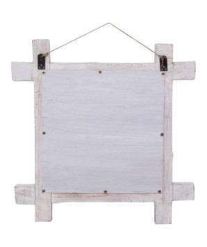 Oglindă cu ramă din bușteni, alb, 70x70 cm, lemn reciclat - WOODBB675
