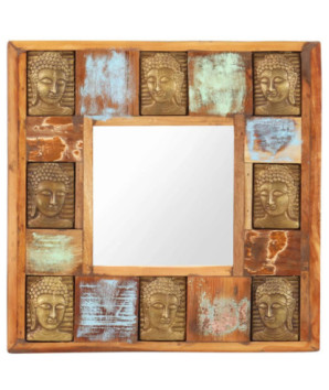 Oglindă placare Buddha, 50 x 50 cm, lemn reciclat - WOODBB678