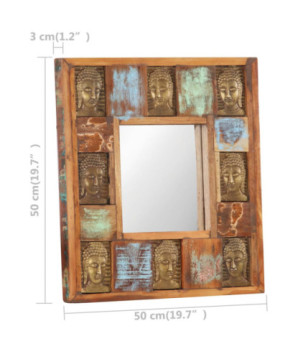 Oglindă placare Buddha, 50 x 50 cm, lemn reciclat - WOODBB678