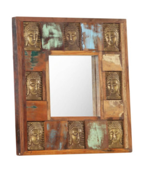 Oglindă placare Buddha, 50 x 50 cm, lemn reciclat - WOODBB678