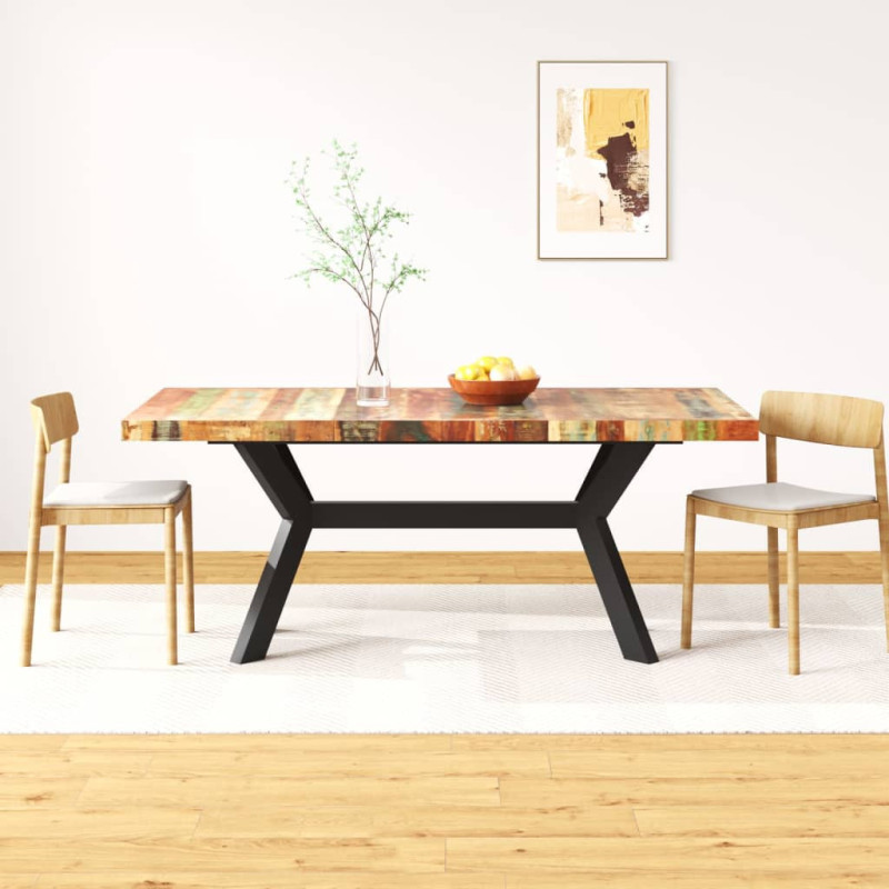 Masă de bucătărie pentru 6 persoane, aspect industrial, din lemn masiv reciclat, dreptunghiulară, 180 x 90 x 76 cm Masă de bucătărie pentru 6 persoane, aspect industrial, din lemn masiv reciclat, dreptunghiulară, 180 x 90 x 76 cm