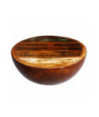 Măsuță cafea, formă de bol, bază din oțel, lemn reciclat, cu aspect antichizat - WOODBB693