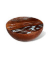 Măsuță cafea, formă de bol, bază din oțel, lemn reciclat, cu aspect antichizat - WOODBB693