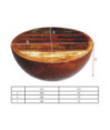 Măsuță cafea, formă de bol, bază din oțel, lemn reciclat, cu aspect antichizat - WOODBB693
