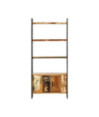 Bibliotecă cu aspect industrial, din lemn masiv reciclat, cu 3 rafturi și 2 dulapuri, 80 x 30 x 180 cm, handmade