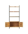 Bibliotecă cu aspect industrial, din lemn masiv reciclat, cu 3 rafturi și 2 dulapuri, 80 x 30 x 180 cm, handmade
