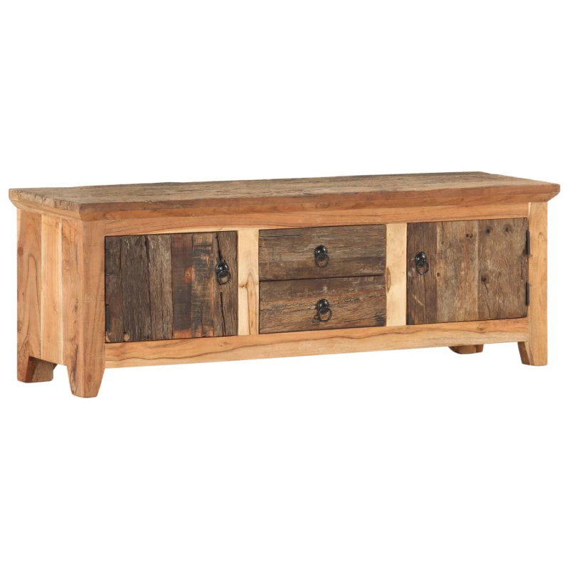 Comodă TV, 120 x 30 x 40 cm, lemn masiv acacia/lemn reciclat, cu aspect rustic - WOODBB703 Comodă TV, 120 x 30 x 40 cm, lemn masiv acacia/lemn reciclat, cu aspect rustic - WOODBB703