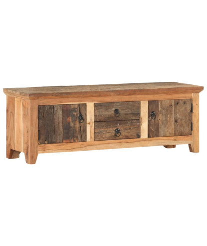 Comodă TV, 120 x 30 x 40 cm, lemn masiv acacia/lemn reciclat, cu aspect rustic - WOODBB703