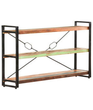 Bibliotecă cu aspect industrial, din lemn masiv reciclat, cu 3 rafturi, 140x30x80 cm, handmade