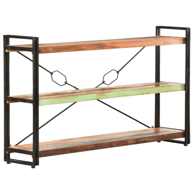 Bibliotecă cu aspect industrial, din lemn masiv reciclat, cu 3 rafturi, 140x30x80 cm, handmade Bibliotecă cu aspect industrial, din lemn masiv reciclat, cu 3 rafturi, 140x30x80 cm, handmade