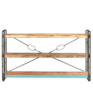 Bibliotecă cu aspect industrial, din lemn masiv reciclat, cu 3 rafturi, 140x30x80 cm, handmade