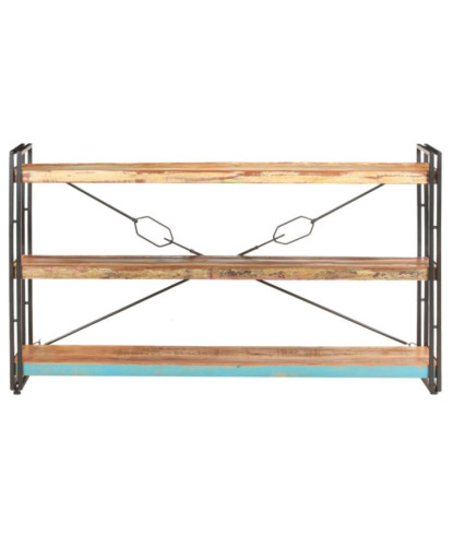 Bibliotecă cu aspect industrial, din lemn masiv reciclat, cu 3 rafturi, 140x30x80 cm, handmade