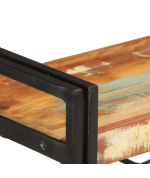 Bibliotecă cu aspect industrial, din lemn masiv reciclat, cu 3 rafturi, 140x30x80 cm, handmade
