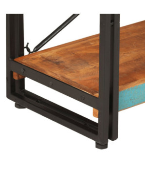 Bibliotecă cu aspect industrial, din lemn masiv reciclat, cu 3 rafturi, 140x30x80 cm, handmade