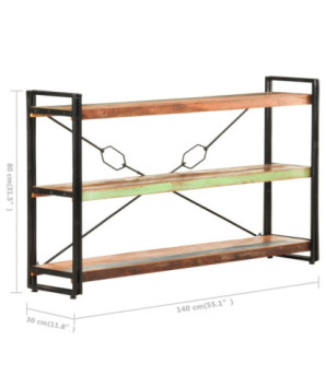 Bibliotecă cu aspect industrial, din lemn masiv reciclat, cu 3 rafturi, 140x30x80 cm, handmade