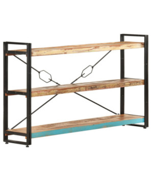 Bibliotecă cu aspect industrial, din lemn masiv reciclat, cu 3 rafturi, 140x30x80 cm, handmade