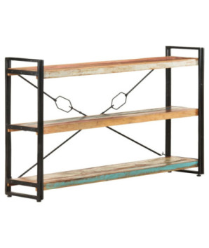 Bibliotecă cu aspect industrial, din lemn masiv reciclat, cu 3 rafturi, 140x30x80 cm, handmade