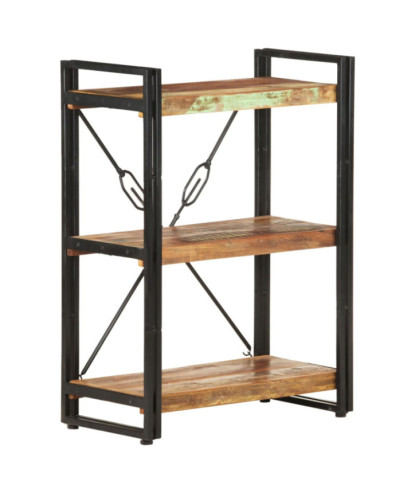 Bibliotecă cu aspect industrial, din lemn masiv reciclat, cu 3 rafturi, 60 x 30 x 80 cm, handmade