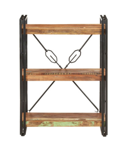 Bibliotecă cu aspect industrial, din lemn masiv reciclat, cu 3 rafturi, 60 x 30 x 80 cm, handmade