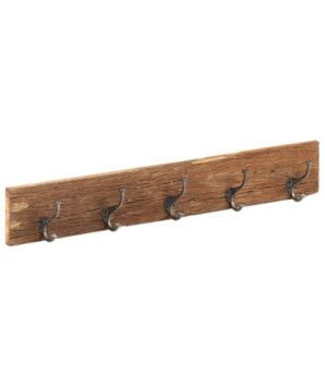 Cuier de hol cu 5 cârlige, 100x2,5x15 cm, lemn reciclat - WOODBB725
