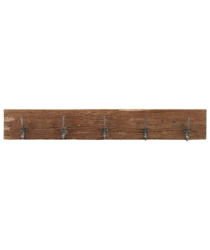Cuier de hol cu 5 cârlige, 100x2,5x15 cm, lemn reciclat - WOODBB725