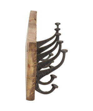 Cuier de hol cu 5 cârlige, 100x2,5x15 cm, lemn reciclat - WOODBB725