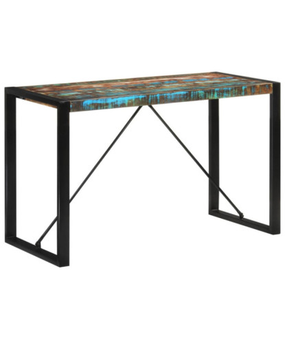 Masă de bucătărie pentru 4 persoane, aspect vintage, din lemn masiv reciclat, dreptunghiulară, 120 x 55 x 76 cm