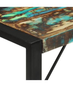 Masă de bucătărie pentru 4 persoane, aspect vintage, din lemn masiv reciclat, dreptunghiulară, 120 x 55 x 76 cm