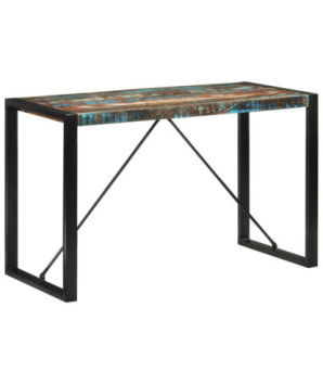 Masă de bucătărie pentru 4 persoane, aspect vintage, din lemn masiv reciclat, dreptunghiulară, 120 x 55 x 76 cm