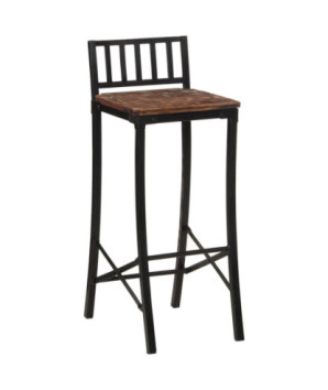 Scaune masă bar culoare mixtă, aspect rustic, din lemn masiv reciclat, fără spătar, 4 buc.