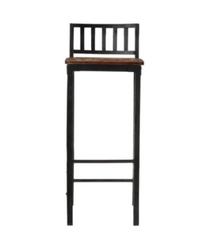 Scaune masă bar culoare mixtă, aspect rustic, din lemn masiv reciclat, fără spătar, 4 buc.