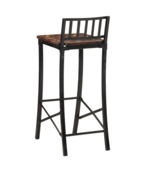 Scaune masă bar culoare mixtă, aspect rustic, din lemn masiv reciclat, fără spătar, 4 buc.