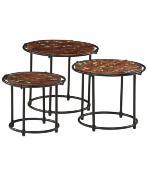 Mese suprapuse, 3 buc., lemn reciclat - WOODBB729