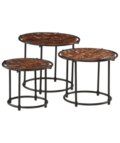 Mese suprapuse, 3 buc., lemn reciclat - WOODBB729