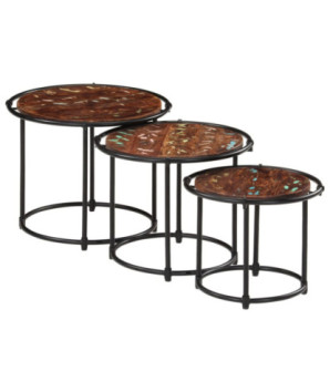 Mese suprapuse, 3 buc., lemn reciclat - WOODBB729