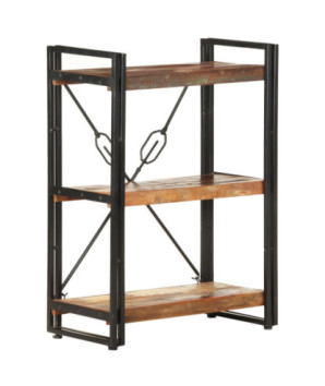 Bibliotecă cu aspect industrial, din lemn masiv reciclat, cu 3 rafturi, 60 x 30 x 80 cm, handmade