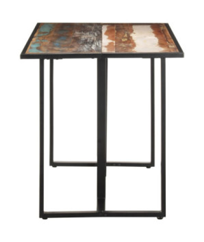 Masă bucătărie pentru 4 persoane, aspect industrial, din lemn masiv reciclat, dreptunghiulară, 140 x 70 x 76 cm