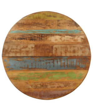Masă rotundă de bucătărie pentru 4 persoane, aspect vintage, din lemn masiv reciclat, 100x100x75 cm