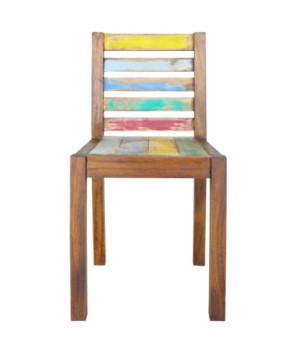 Scaune bar/bucătărie multicolor vintage, din lemn masiv reciclat, cu spătar, 4 buc., handmade
