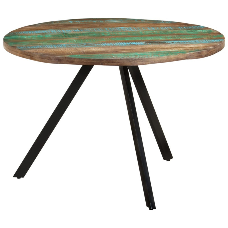 Masă rotundă de bucătărie pentru 4 persoane, aspect vintage, din lemn masiv reciclat, 110 x 75 cm Masă rotundă de bucătărie pentru 4 persoane, aspect vintage, din lemn masiv reciclat, 110 x 75 cm