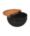 Măsuță cafea neagră, din lemn masiv reciclat, rotundă, 50 x 27 cm și 40 x 22 cm, handmade Măsuță cafea neagră, din lemn masiv reciclat, rotundă, 50 x 27 cm și 40 x 22 cm, handmade