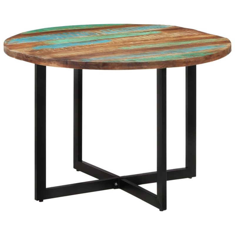 Masă rotundă de bucătărie pentru 4 persoane, aspect industrial, din lemn masiv reciclat, 110 x 75 cm Masă rotundă de bucătărie pentru 4 persoane, aspect industrial, din lemn masiv reciclat, 110 x 75 cm