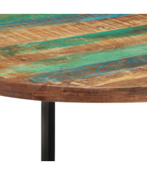 Masă rotundă de bucătărie pentru 4 persoane, aspect industrial, din lemn masiv reciclat, 110 x 75 cm