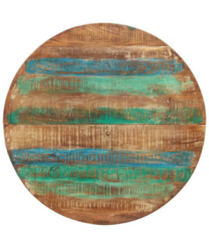 Masă rotundă de bucătărie pentru 4 persoane, aspect industrial, din lemn masiv reciclat, 110 x 75 cm