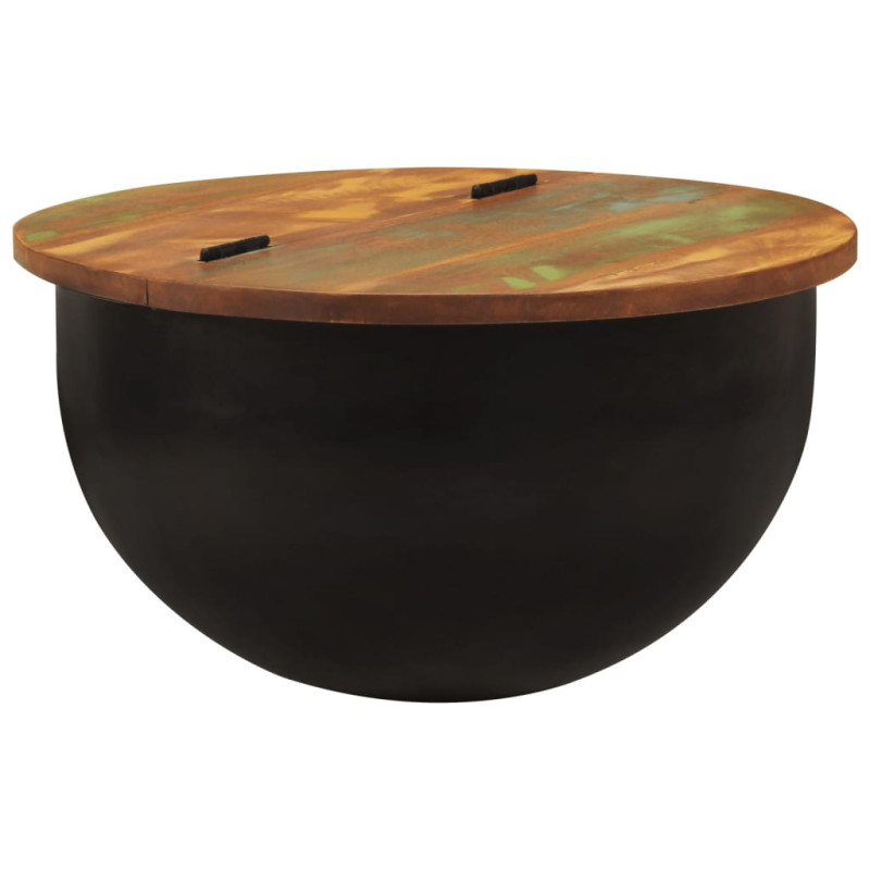 Măsuță de cafea, negru, 50x27 cm, lemn reciclat - WOODBB811