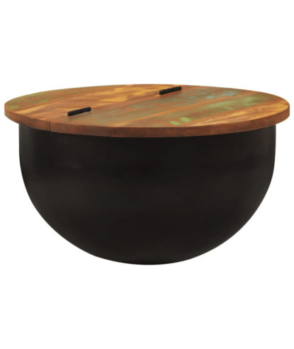 Măsuță de cafea, negru, 50x27 cm, lemn reciclat - WOODBB811